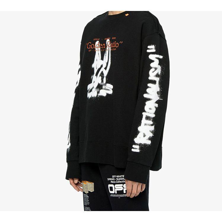 Off-White White Graffiti Long Sleeve Sweatshirt Men Tops Black OMBA037R20E300091001