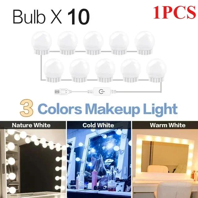 LED Makeup Mirror Light Bulbs USB Charging Vanity Makeup Mirror Lights Bathroom Dressing Table Lighting Dimmable LED Wall Lamp