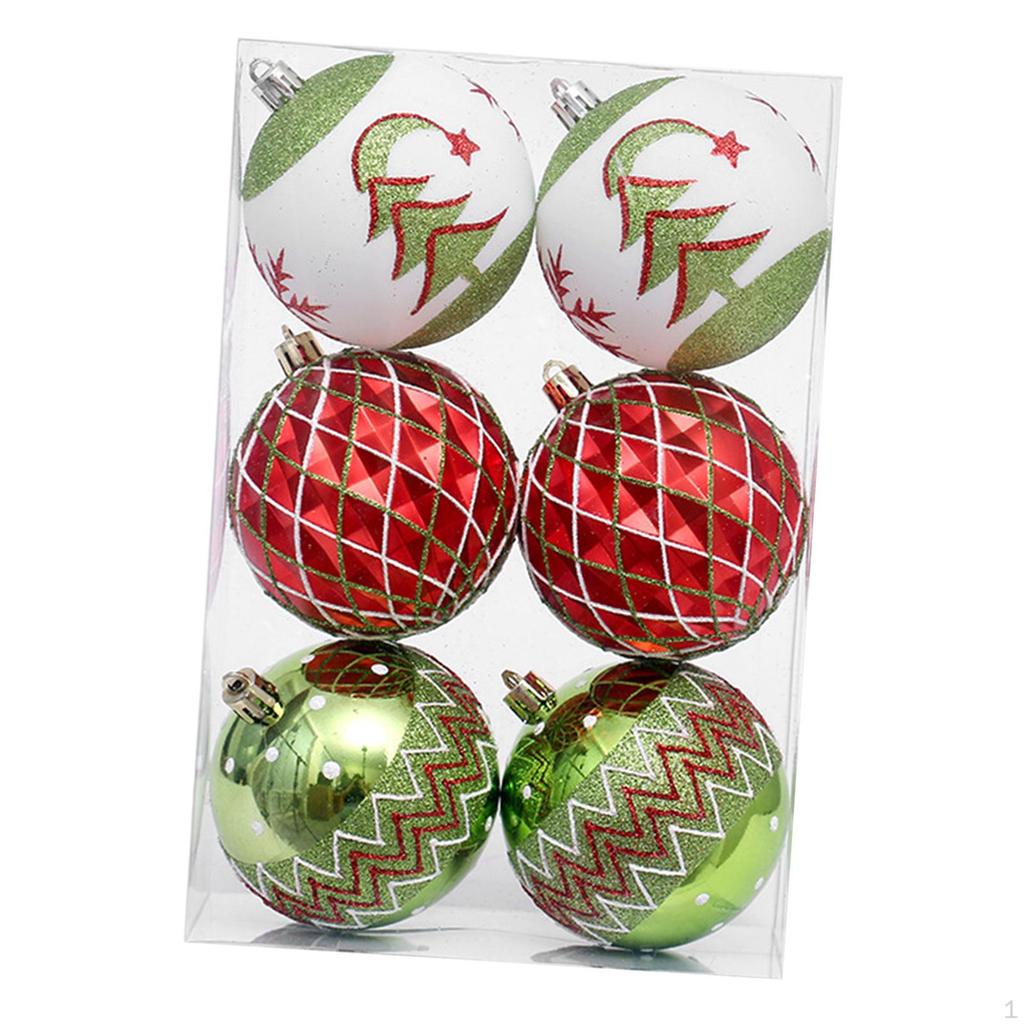 6 Pieces Christmas Ball Ornaments Tree Hanging Balls with Hole Xmas Decorations