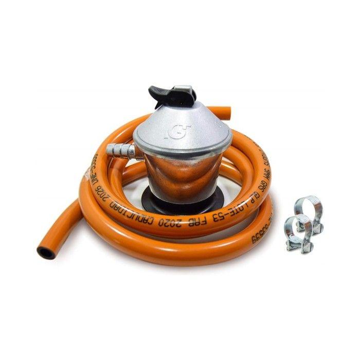 Kit Régulateur + Caoutchouc Butane et Colliers de Serrage 30gr Homologué Domestique