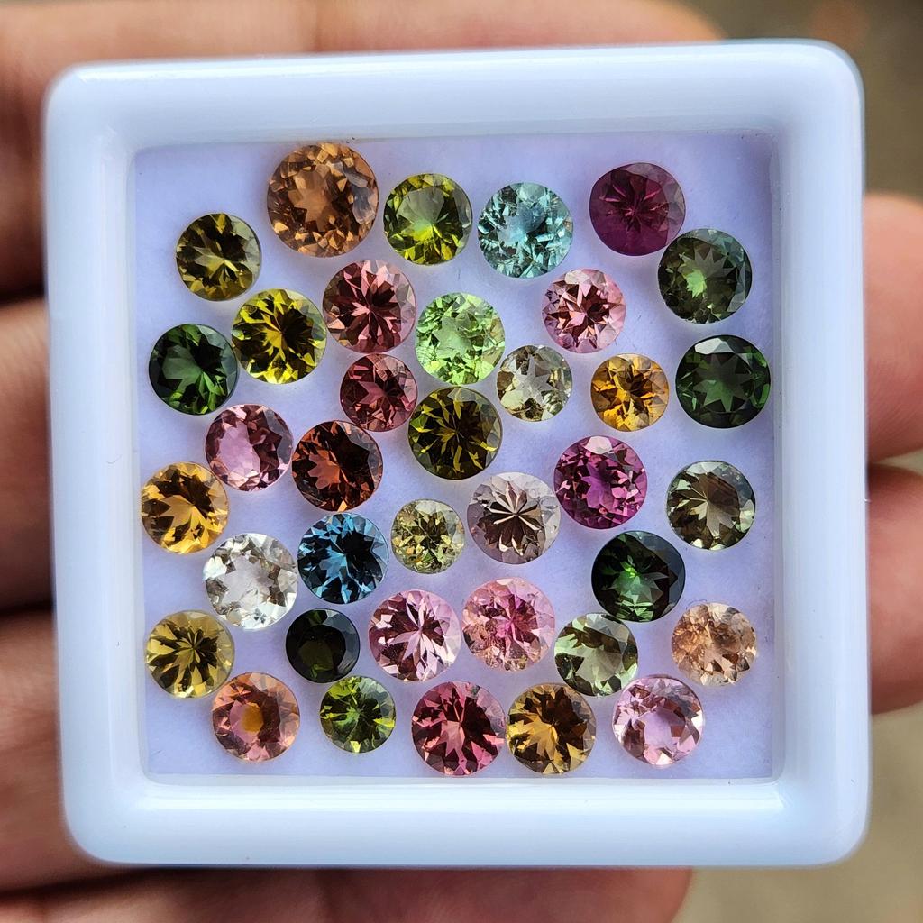 Round Cut Natural Tourmaline 3 MM Size Gemstone, 10 Pcs Multi Tourmaline Lot, Loose Gemstone Lot, October Birthstone For Making Jewelry.