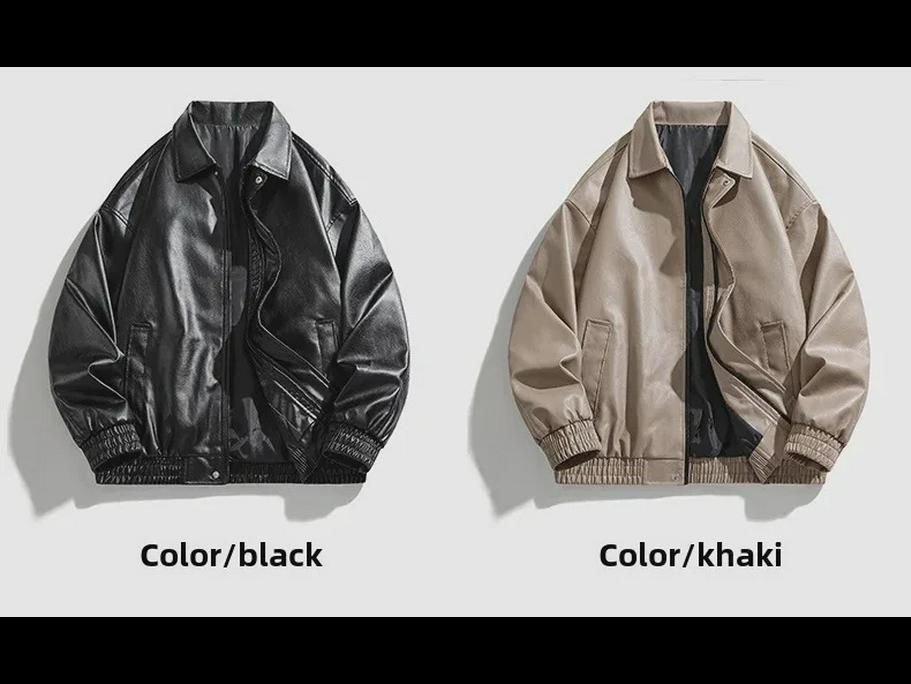 Chaqueta de Cuero Casual para Hombre Primavera/Otoño 2024