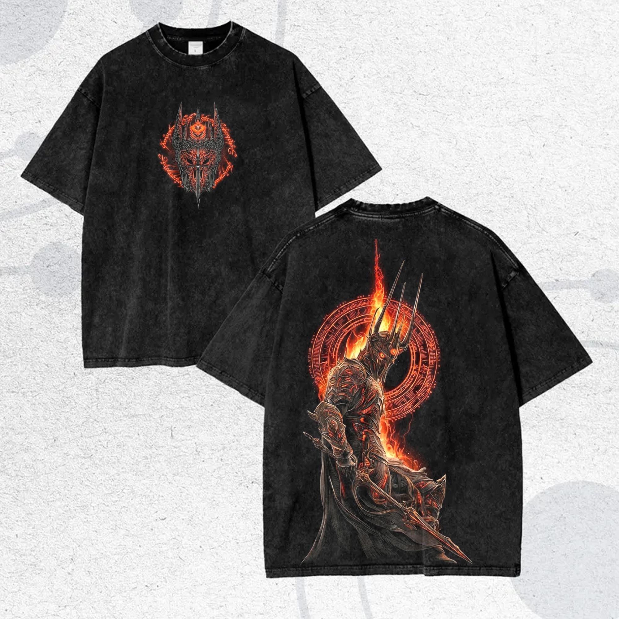 

The Lord of The Rings Sauron The Dark Lord Graphic Print T-Shirt Men Women Streetwear Fashion Retro Washed Cotton Summer New Tee Casual Oversized Top XXXL
