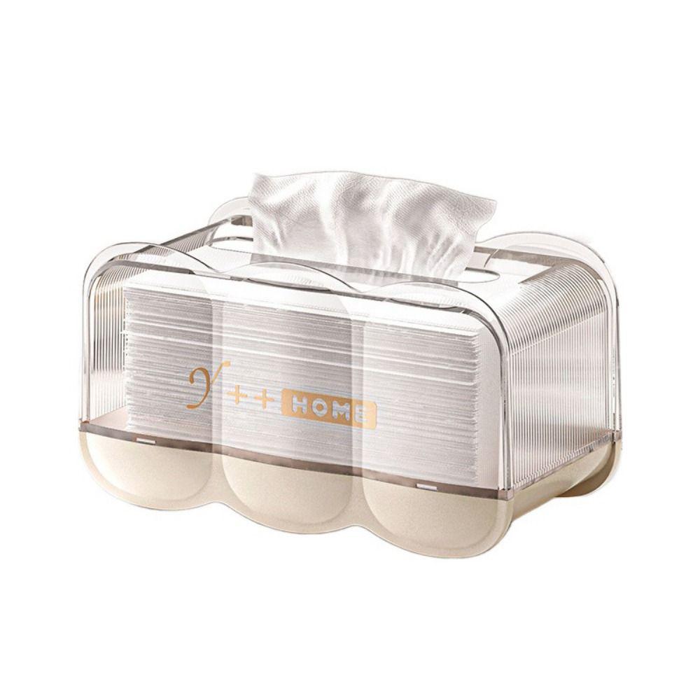 Plastic Tissue Box Built-in Spring Automatic Lifting Napkin Dispenser Box Visible Large Capacity Paper Box Container Living Room