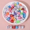 English Alphabet Bead Stringing DIY Jewelry Kit - Square Multicolor Loose Beads (Sizes: 5x5, 6x6, 7x7, 8x8, 10x10)