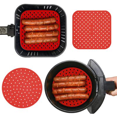 Air Fryer Pads Reusable Silicone Mold Airfryer Parts Non-Stick Steamer Liner Round Square Crisper Plate Baking Mat Kitchen Accessory