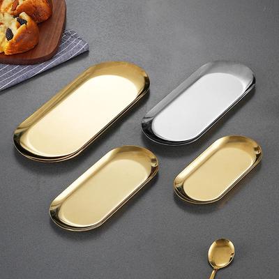 Ovales Grill- und Pastetenteller im koreanischen Stil aus Edelstahl - Gold, Mehrzweck-Servierteller für Restaurants