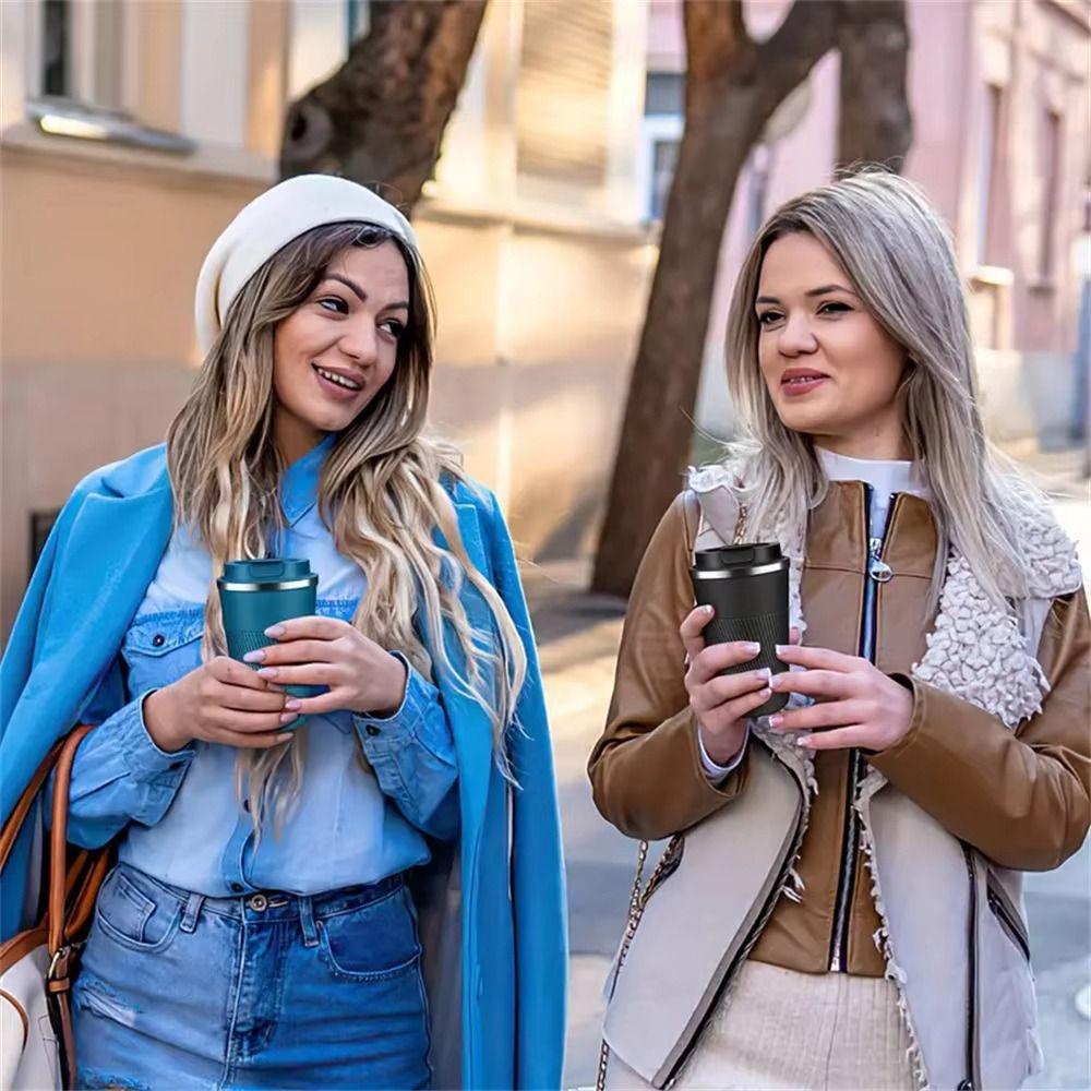 Double-layer Coffee Thermos 380ml/510ml Insulated Cup Portable Travel Thermal Mug  Sports