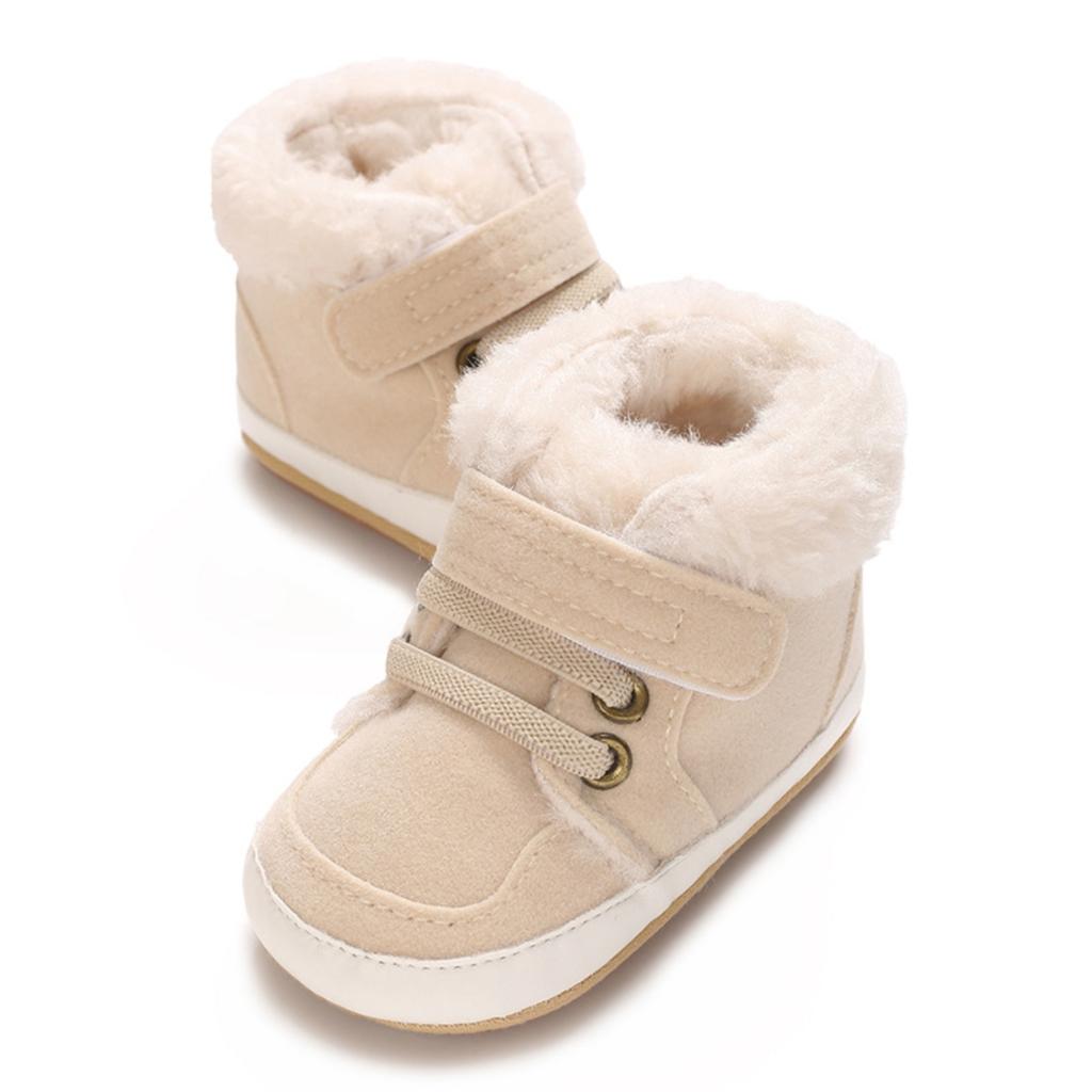 Baby Snow Boots with Hook and Loop Closure Lined Winter Boots for Infant Boys Girls