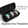 Luxury 3 Slot Watch Storage Box, Travel Box Portable Storage Bag with Soft Foam Pillow, Suitable for Men's and Women's Watches, Suitable for Watches