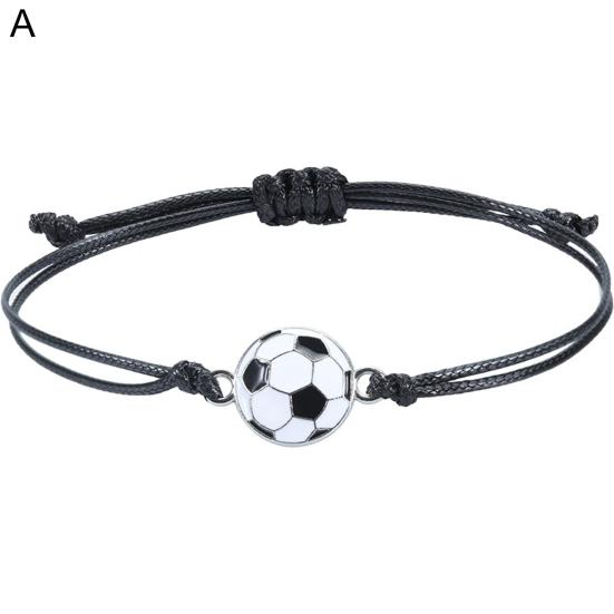 Pulseira esportiva futebol trançado unissex ajustável cera linha pulseira fã presente