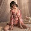 Sexy lingerie, cute Japanese-printed kimono-style sexy pajamas, antique Hanfu bathrobes, three-point set