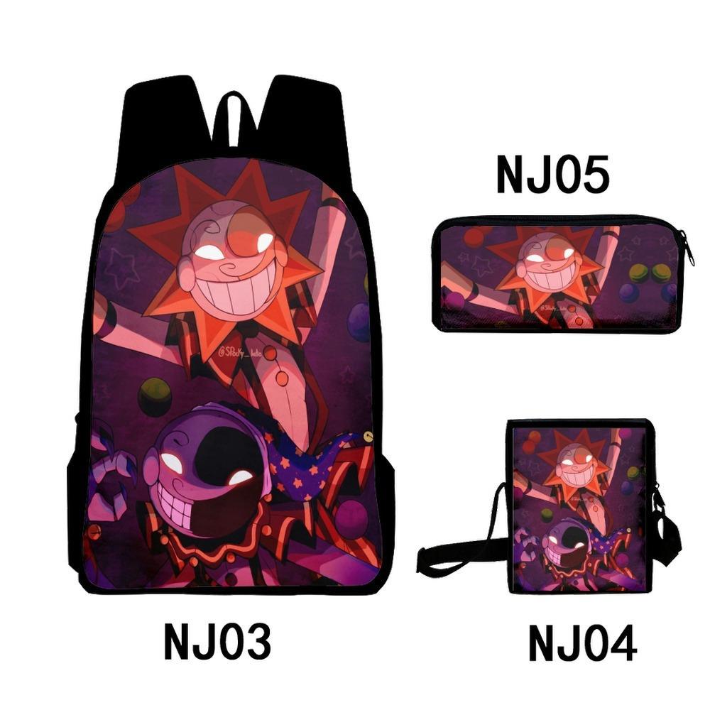 3Dsundropfnaf Backpack Student School Bag Crossbody Bag Pencil Bag Three-Piece Trend