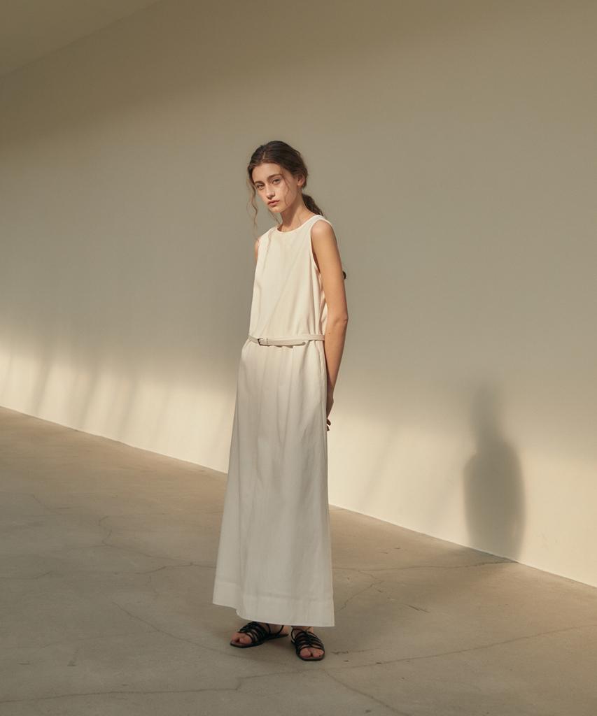 Deomago Linen Sleeveless Dress_Ivory