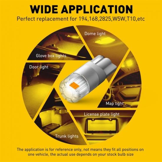 AUXITO 168 194 T10 LED Side Marker Light Bulbs Amber Yellow Super Bright 2Pcs