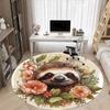 1pc Sloth Floral Print Carpet for Office Non-Slip, Round Carpet, Soft & Comfortable, Carpet for Office, Lightweight Round Floor Mat
