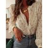 Spring Women's Casual Elegant Lace Print Blouse Polyester Spandex Floral Print Long Sleeve Round Neck Regular Sleeve Shirt