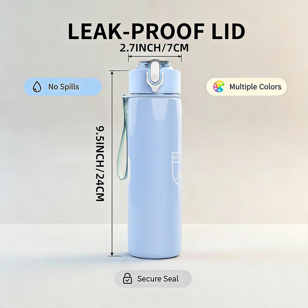 PC Number Ten Minimalist Grey Text Print 750ml colorful plastic sports water bottle leakproof pop up lid with straw for outdoor work home use