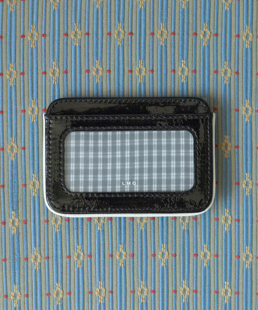 Lemasque Ribbon Piping Cowhide Card Holder Black
