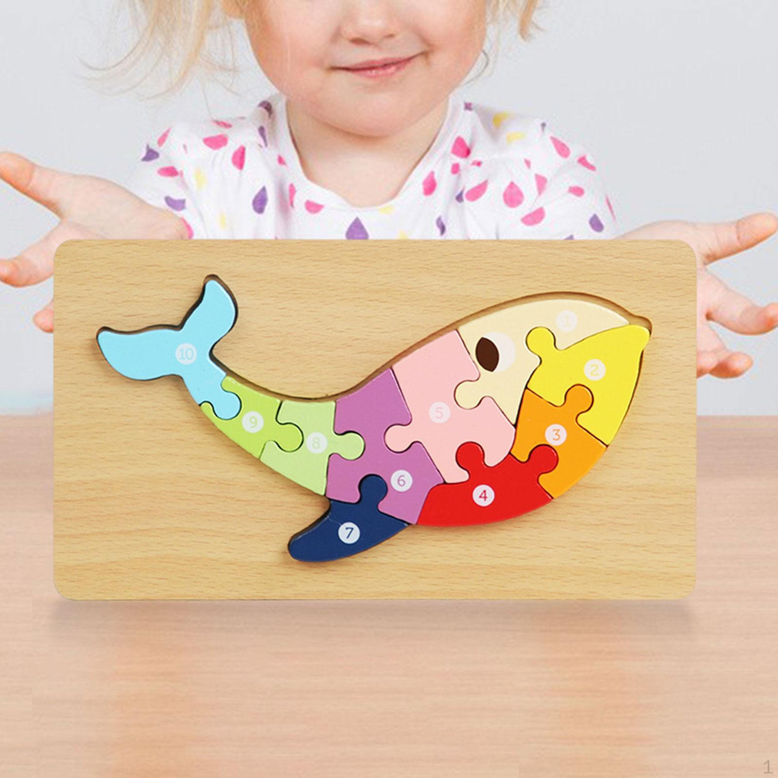 Jigsaw Wooden Puzzle, Activity Toys, Early Development, Preschool Travel Toy, Montessori Toys for Sea Animal