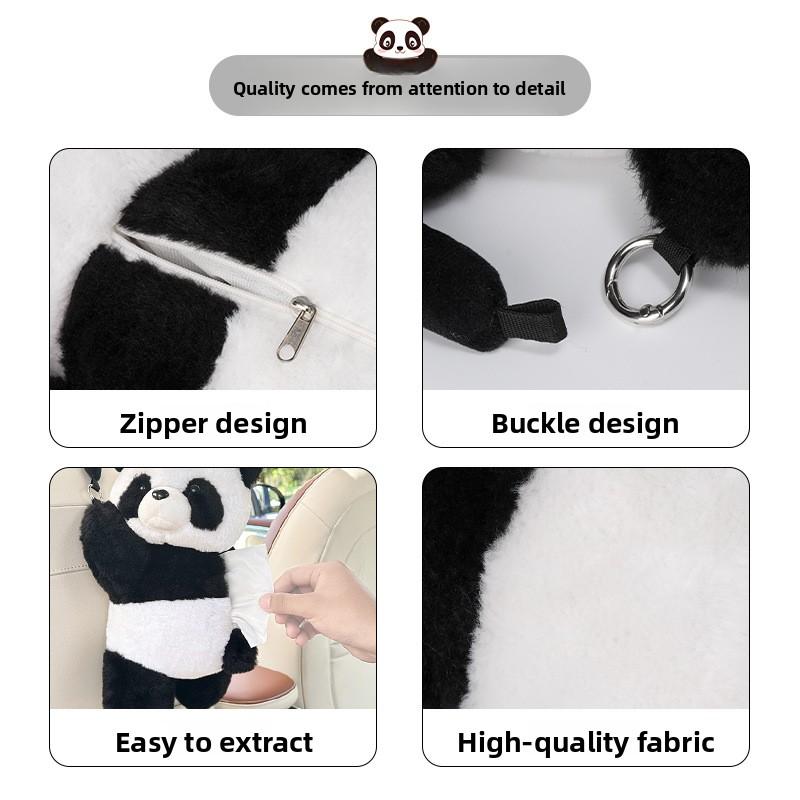 Cartoon Panda Car Tissue Box Plush Cute Doll Car Car Seat Back Hanging Car Car Box Storage and Sorting