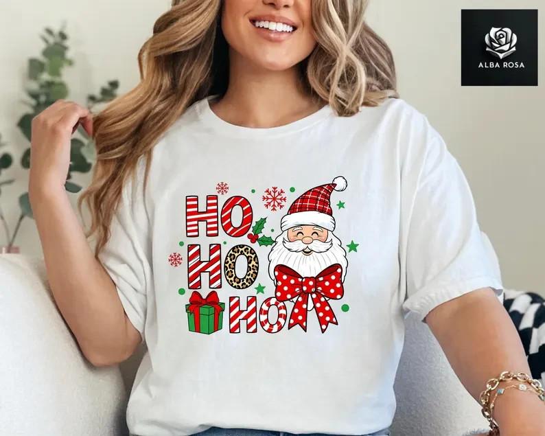 Santa Ho Ho Ho Shirt, Christmas Coquette Santa, Holiday Party Outfit, Vintage Ho Unisex T-Shirt L