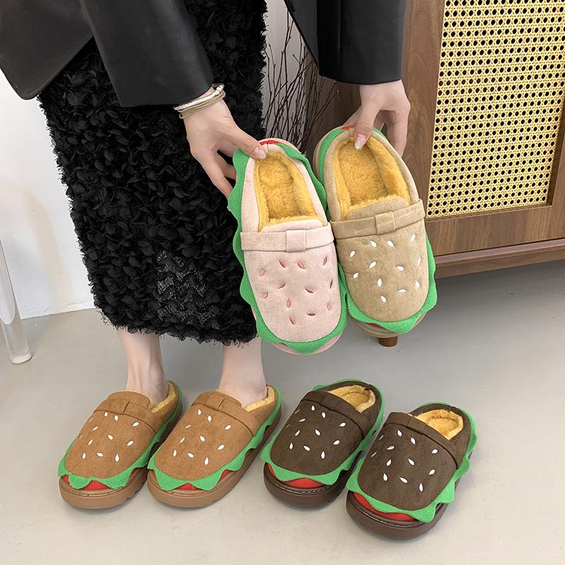 Fashion Women Slippers 2025 New Outdoor Beach Sandals Indoor Home Slides Women Platform Mules Slippers Thickened Fluff Hamburger Shoes