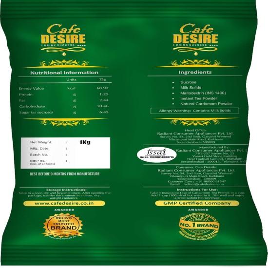 Cafe DESIRE I DRINK SUCCESS Instant Tea Premix | Cardamom Flavour | Taste as Home-Made | Prepare Manually - Add Hot Water | Tea Powder suitable f