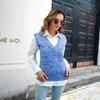 QICED Damenmode, lässig, einfarbig, Herbst und Winter, ärmellos, V-Ausschnitt, Strickwesten