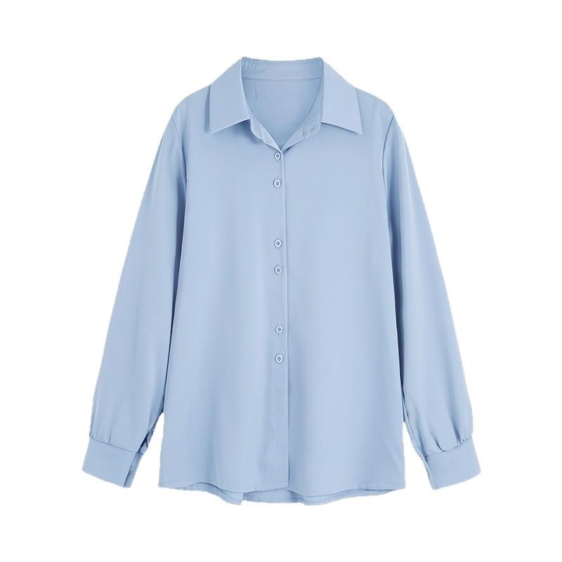 Women's Chic Long Sleeve White Chiffon Shirt - Early Autumn 2025 Style