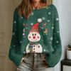 Women's Fashion Round Neck Long Sleeve Christmas Print Casual Pullover Sweater Top