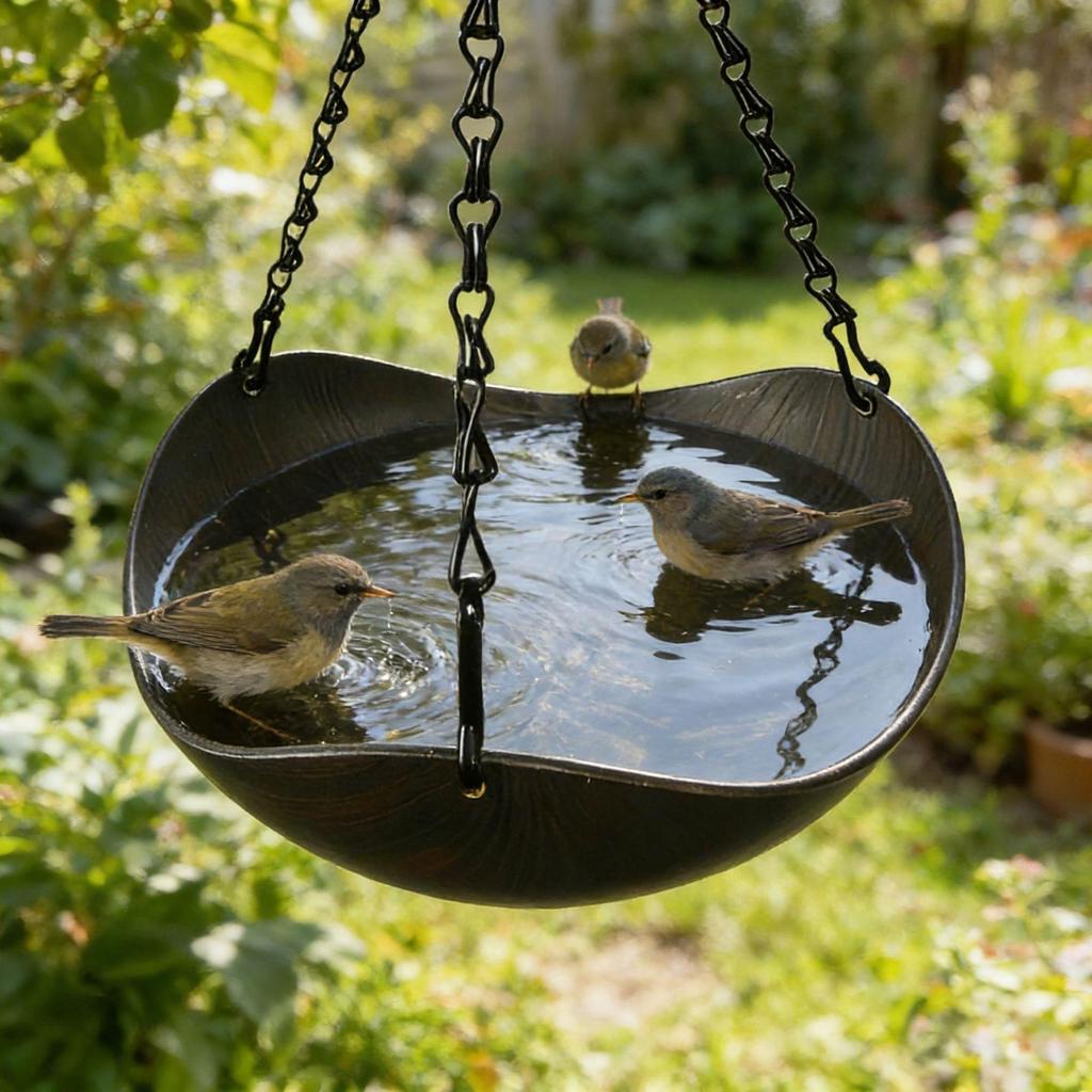 Bird-Friendly Hanging Bath and Feeder: Bowl Design for Splash & Play