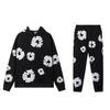 Denim Tears Kanye Style Baumwollblumen Hoodie & Jogginghosen Set
