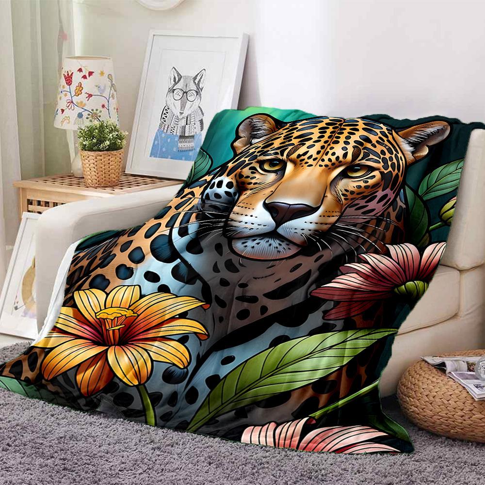 1pc Leopard Print Blanket Lightweight Blanket Throw Blanket For Sofa, Bed, Travel, Camping, Livingroom, Office yy251010039