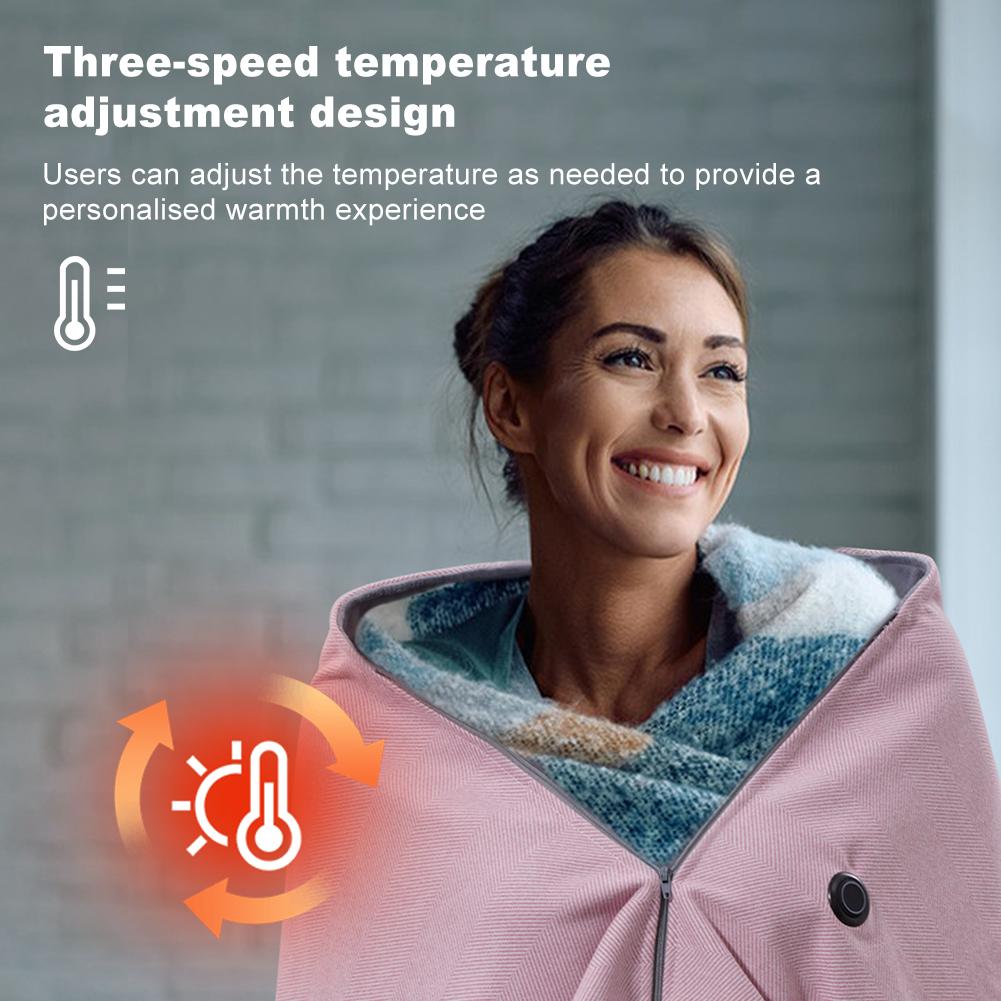 Wearable Heating Electric Blanket Shawl 3 Heating Levels USB Heated Blanket Shawl Heated Shawl for Home Office
