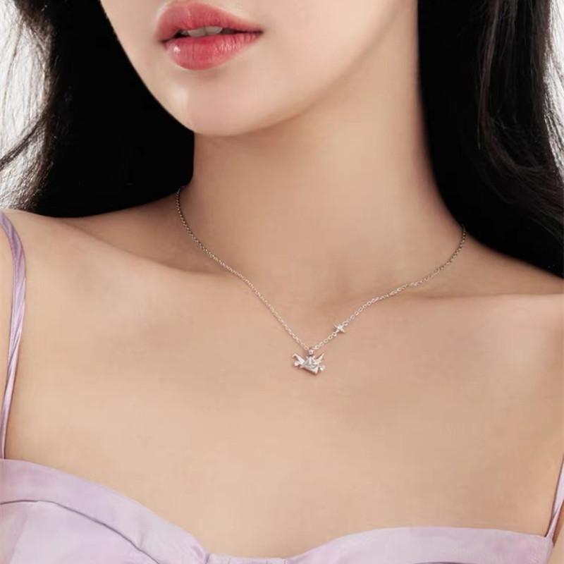 Star Light Paper Crane Necklace And Bracelet Set Delicate Romantic Unique Design Autumn Winter Best Friend Birthday Gift