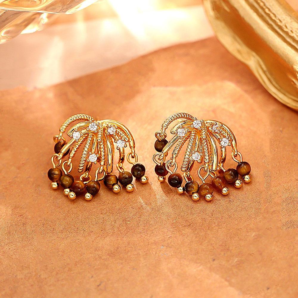 Irregular Metal Fireworks Earrings Maillard Style Exaggerated Earrings  Party коричневый/золотой