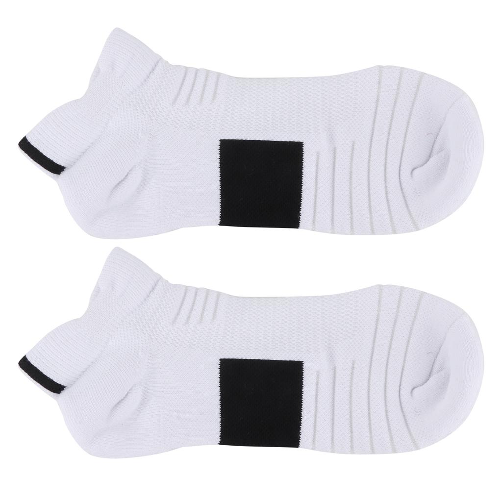Kammad bomull Sport Basketboll Andningsbara Förtjockade Löpning Stötdämpande Strumpor(Vit Svart )