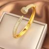 Micro Inlaid Zircon Colored Gold Copper Zircon Nail Bracelet with Adjustable Street Opening