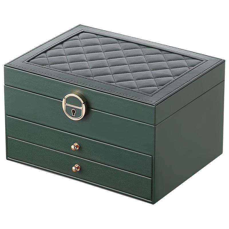 Exquisite dreischichtige Schmuckaufbewahrungsbox mit großem Fassungsvermögen und mehrschichtiger Schublade für Halsketten, Ohrringe und Handschmuck