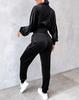 2024 Autumn/Winter Women's Fashion Casual Set: Golden Velvet Long Sleeve Top & Long Pants Two-Piece Set
