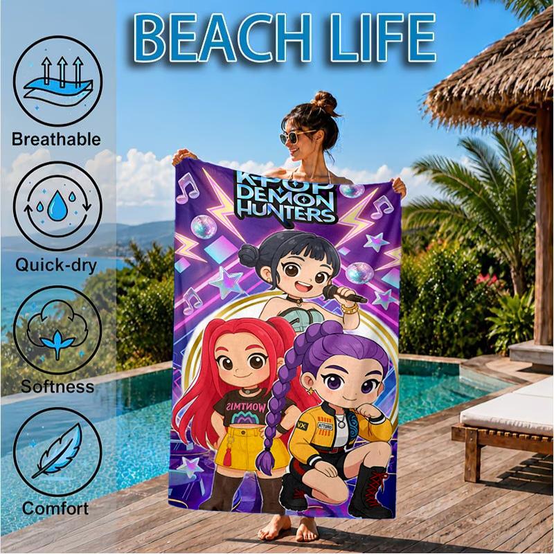 Kpop Demon Hunters: Starlight Adventure Beach Towel, Quick-drying, Easy to Care for, Suitable for Both Fitness and Beach Vacations,Sports Essential