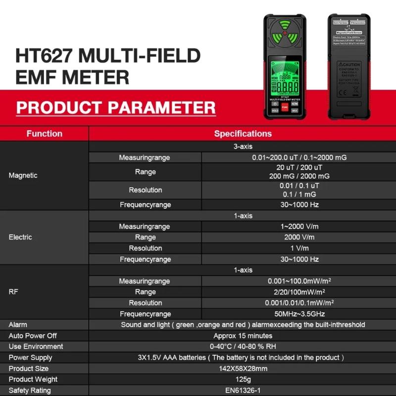 Handheld Meter with Alarm Electromagnetic Radiation Detector Hunting Detector Home Radio Frequency Detector