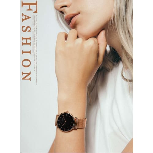 Hannah Martin Women's Analog Waterproof Watch ZJ0001, Cute and Simple, Made in Japan Movement, Stylish and Popular Gift (Rose Gold)