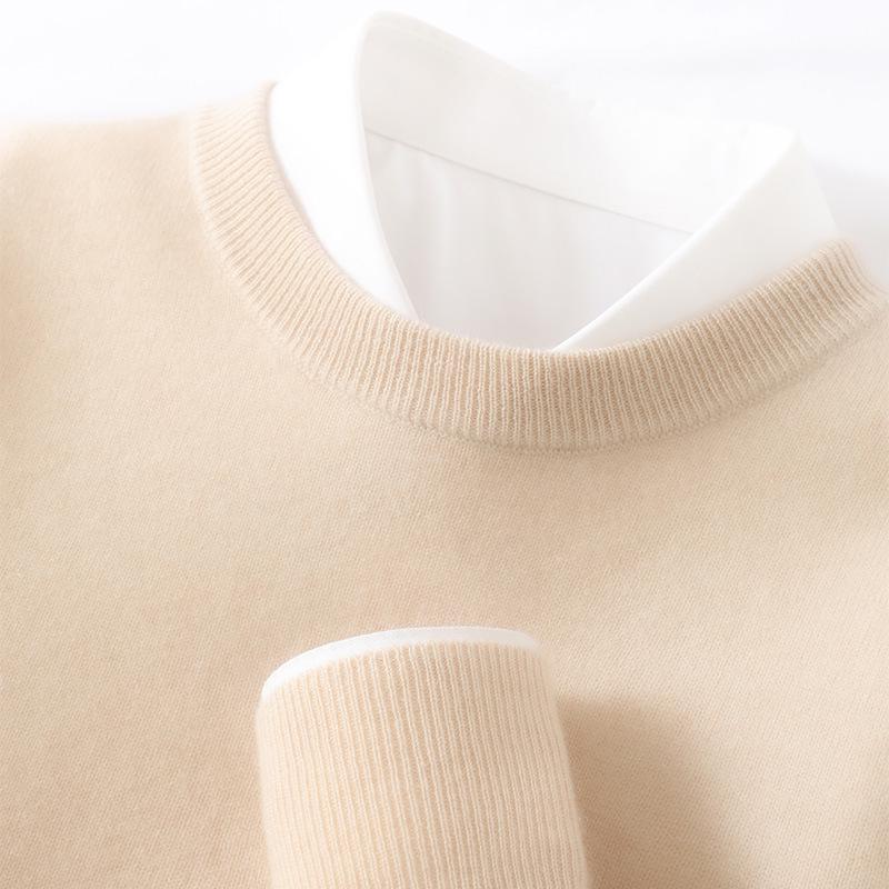 Men's Cashmere Round Neck Sweater - Business Casual Light Luxury Pullover, Soft & Smooth Knitwear for Autumn & Winter.