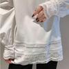 Women's White Lace Patchwork Long Sleeve T-Shirt - 2025 Spring Korean Style