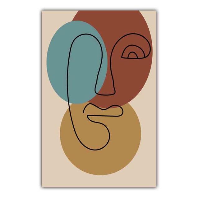 Abstract Matisse Minimalist Line Face Four Color Pattern Artwork Poster Canvas Painting Wall Art Pictures Room Home Decor