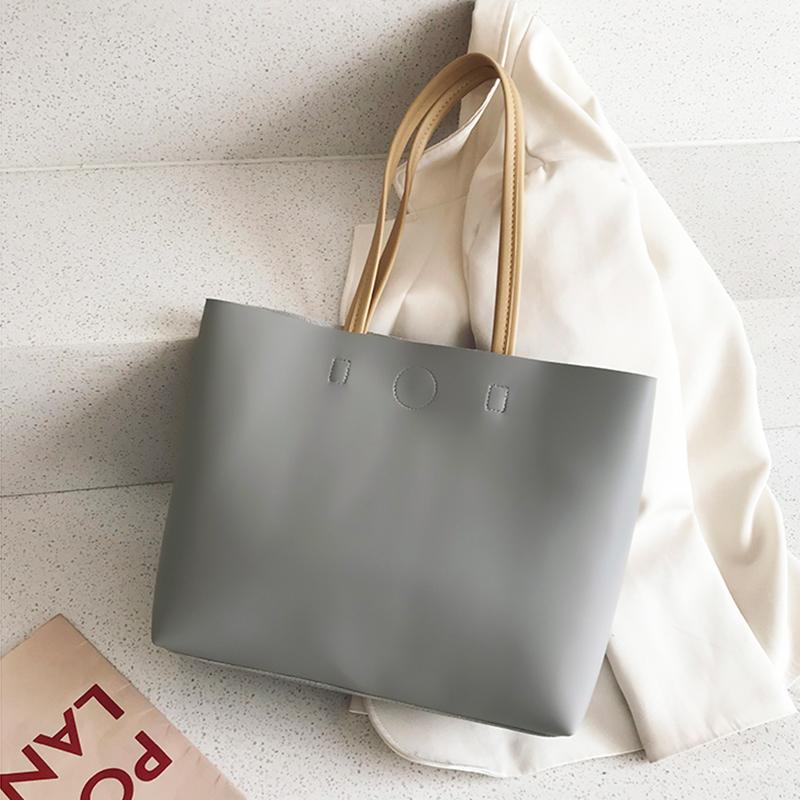 Damska Moda PU Skóra Torby na Ramię Duża Pojemność Damska Codzienna Torba Tote Prosta Solidna Torba na Zakupy