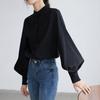 Vintage Stand Collar Loose Lantern Sleeve Shirt for Women Fashion Autumn New Solid Elegant Casual Women's Blouse Button Up Fashion Lady Blouses 25341