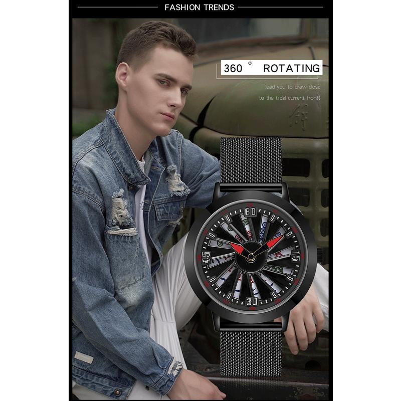 SANDA Neue Uhr kann Mahjong Hollow Large Turntable Fashion Personality Creative Concept Herrenuhr Herrenuhr ausführen